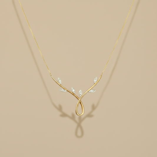 Eternal Leaf Twist Lab Grown Diamond Gold Necklace