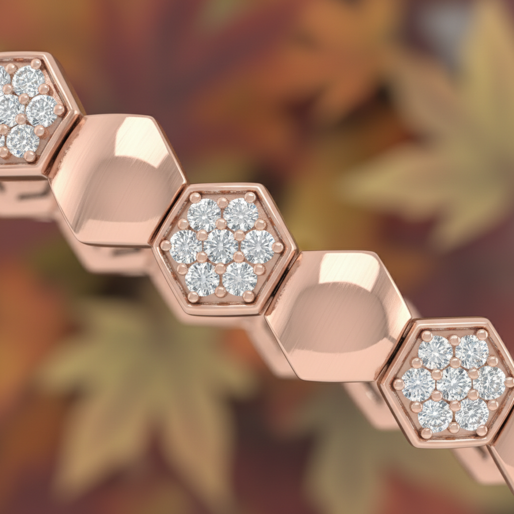 Contemporary Hexagon Round Cut Lab Grown Diamond Bracelet