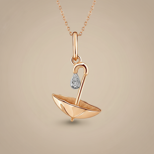 Luxury Rain Drop Moissanite Umbrella Charm Necklace