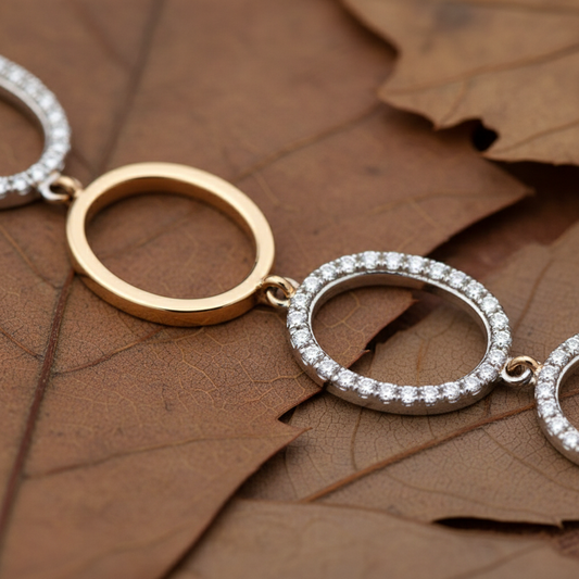 Interlinked Elegance Round Cut Moissanite Oval Bracelet