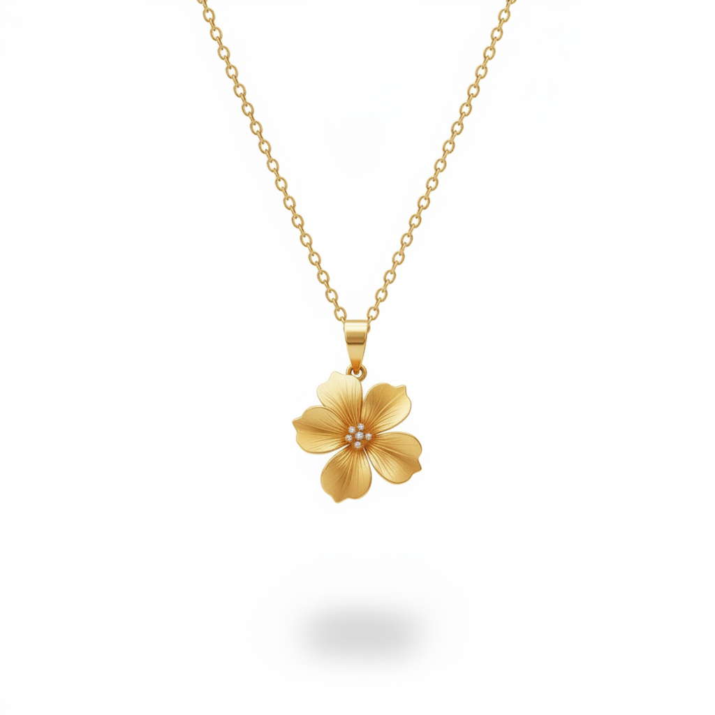 Golden Blossom Lab Grown Diamond Flower Pendant