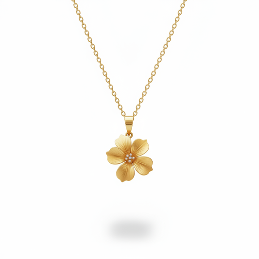 Golden Blossom Lab Grown Diamond Flower Pendant