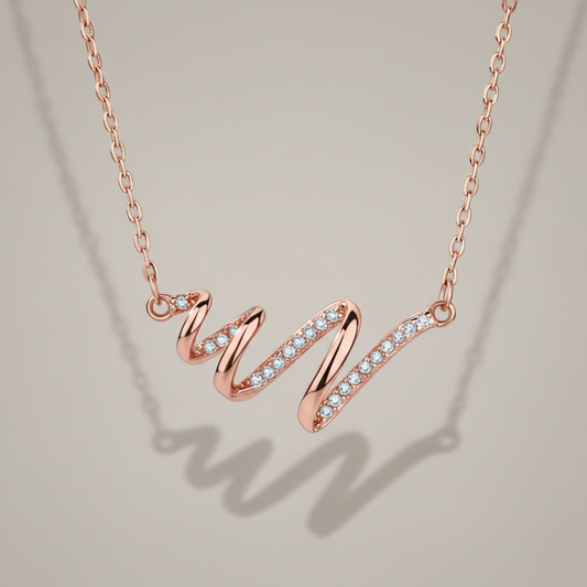 Lab Grown Diamond Accent Zigzag Gold Pendant Necklace