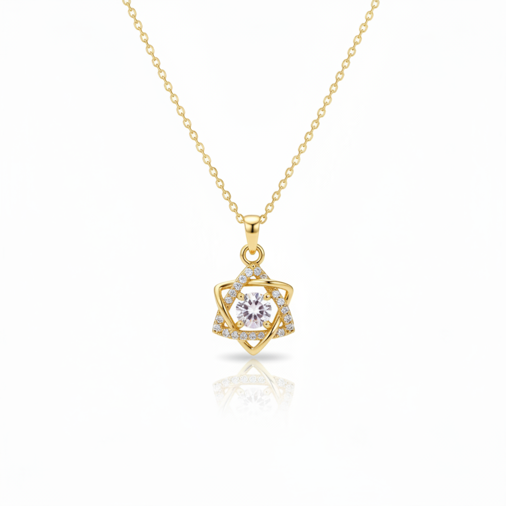 TriAura Halo Round Cut Moissanite Diamond Pendant