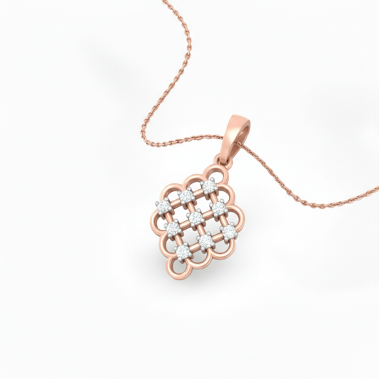 Elegant Rose Gold Moissanite Diamond Lattice Pendant