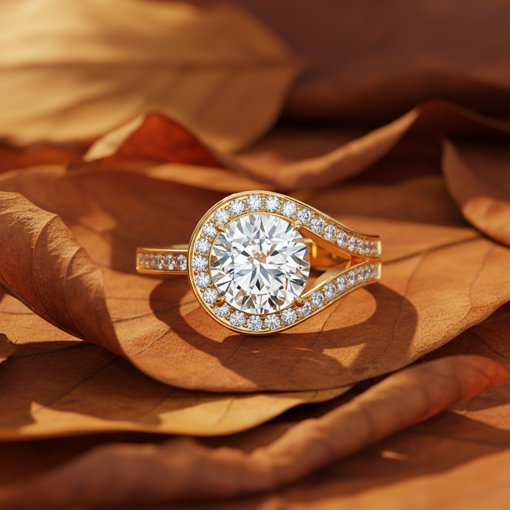 Round Cut Moissanite Diamond Infinite Chennal Bridal Ring