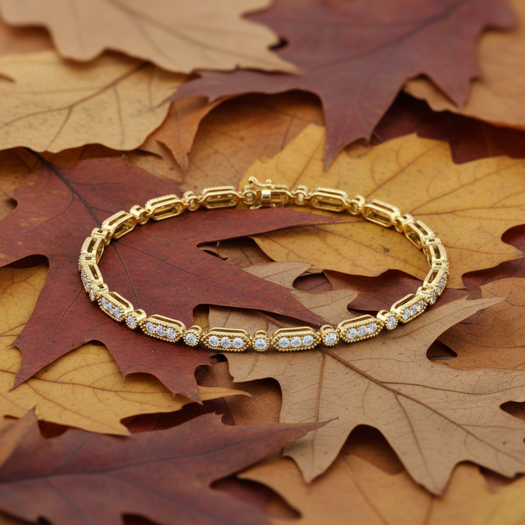 Round Cut Moissanite Diamond Pave Tennis Bracelet