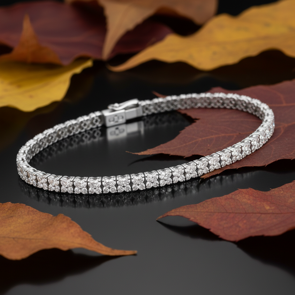 Luxury Floral Moissanite Diamond Tennis Bracelet