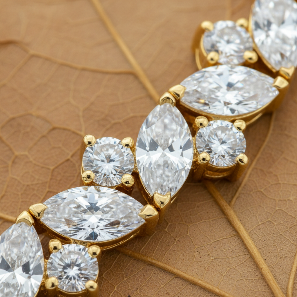 Exquisite Marquise & Round Cut Lab Grown Diamond Bracelet