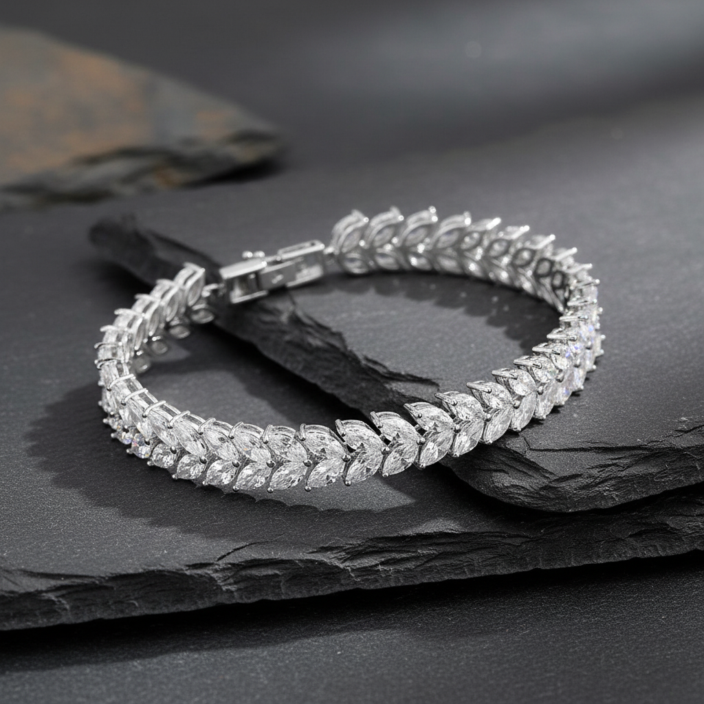 Chimes Leaf Marquise Lab Grown Diamond Tennis Bracelet