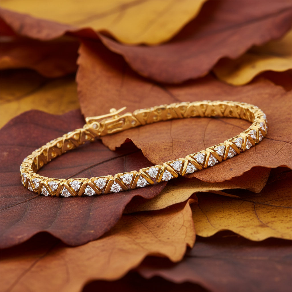 Modern Zig-Zag Round Cut Lab Grown Diamond Tennis Bracelet