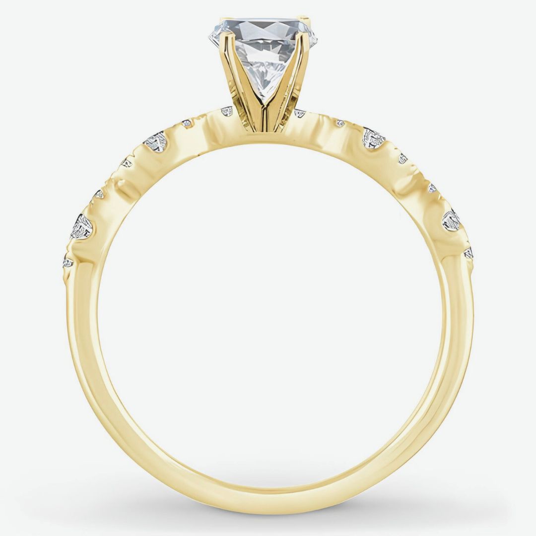 Radiant Lab Grown Diamond Engagement Ring with Floating Marquise Side Accents