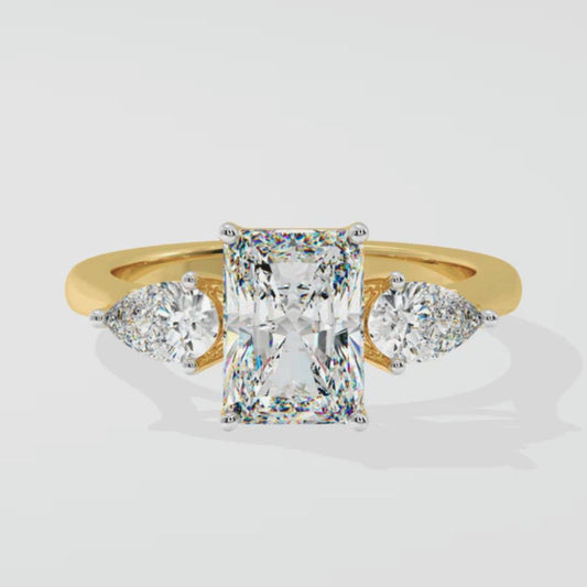 oval solitaire engagement ring with floral blue sapphire halo