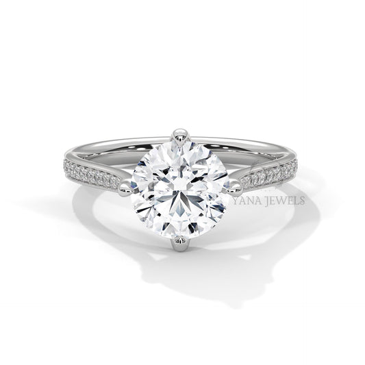 Round Cut Prong Setting Solitaire Ring, Moissanite Diamond Wedding Ring, Round 1.0 To 3.0 CT Diamond Ring for Women, Engagement Ring.