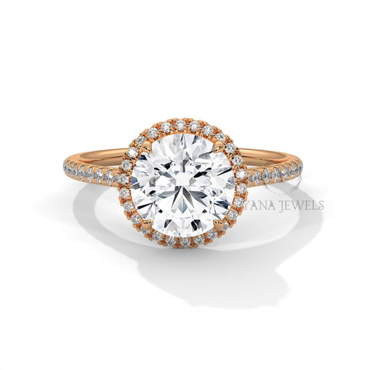 IGI Certified Lab Grown Round Diamond Wedding  Engagement Ring - 1 to 3 CT Halo Setting Solitaire for Women