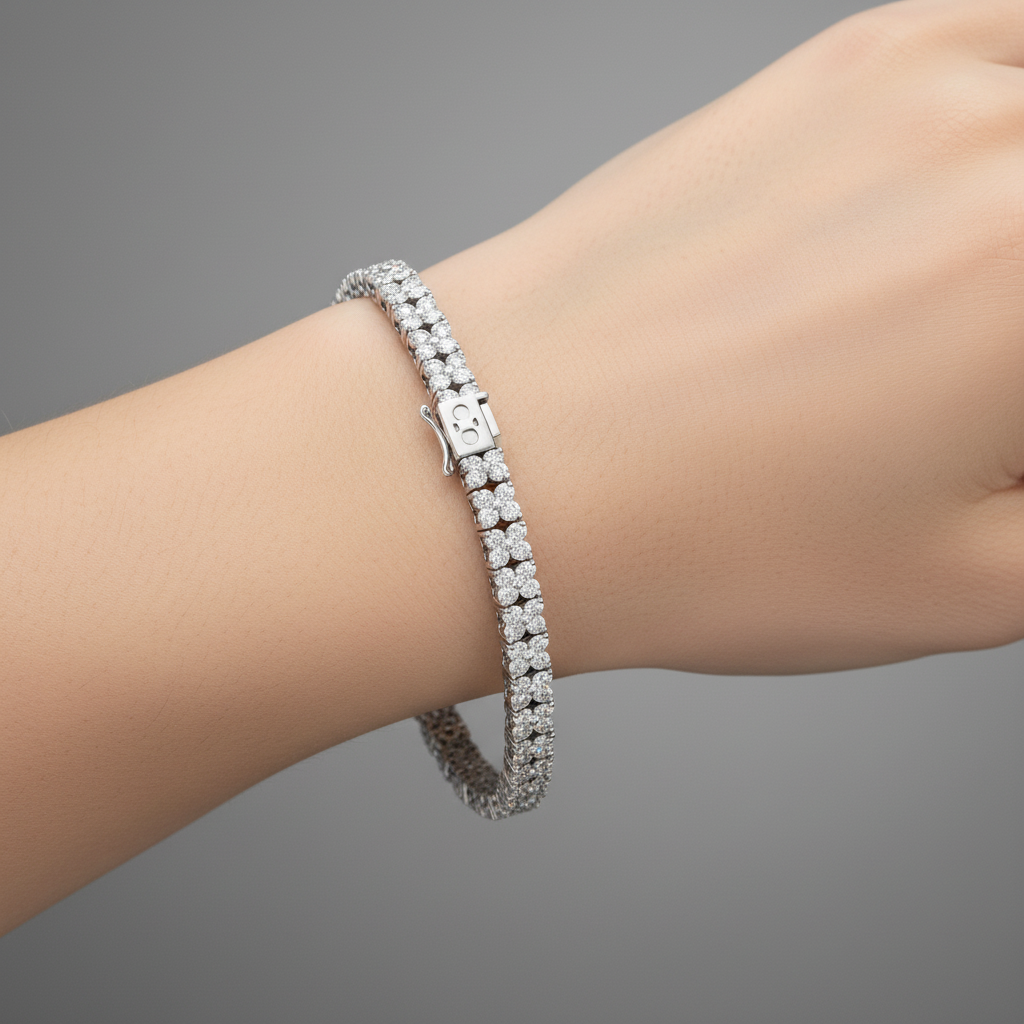Luxury Floral Moissanite Diamond Tennis Bracelet