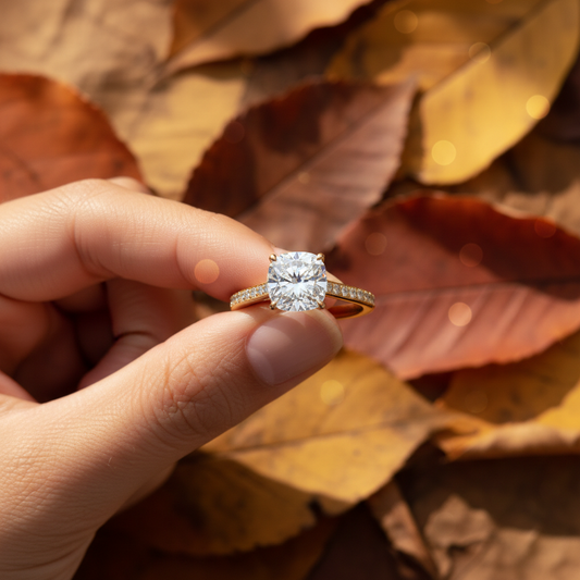 Cushion Cut Moissanite Diamond Halo Wedding Ring