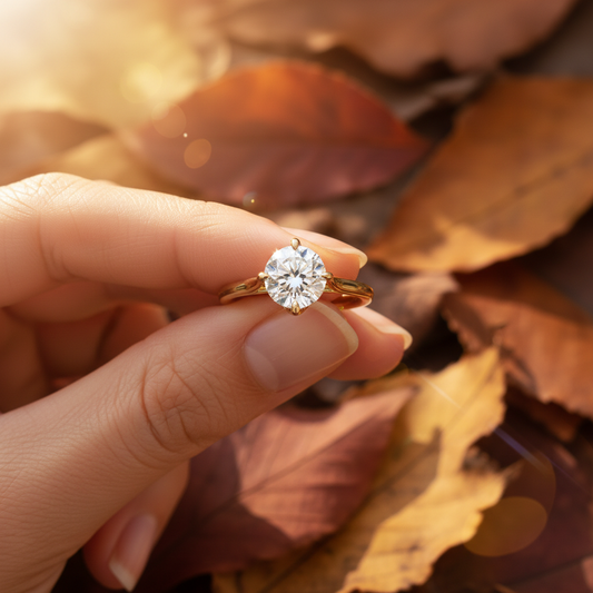 Round Cut 1.50 CT Moissanite Diamond Engagement Ring in 4-Prong Setting