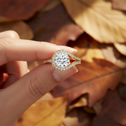 Round Cut Moissanite Diamond Infinite Chennal Bridal Ring