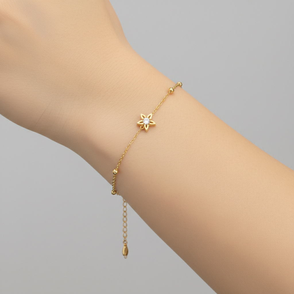 Minimalist Star Moissanite Diamond Chain Bracelet