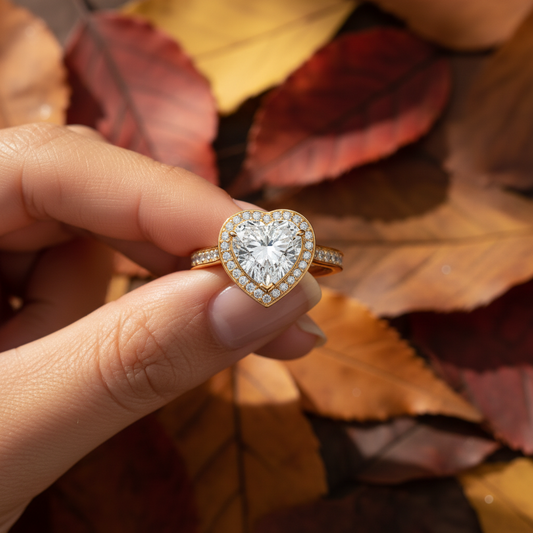 Heart Cut Lab Grown Diamond Channel Bridal Ring