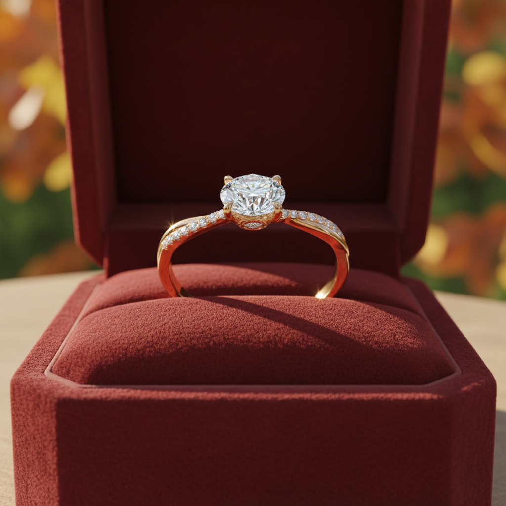 Round Cut moissanit Diamond 4 Claw Prong Setting ring Infinite Engagement Ring