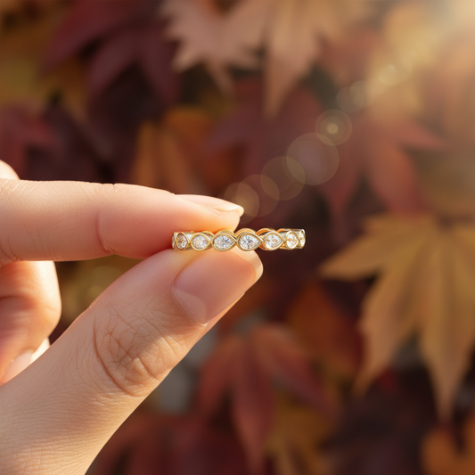 Luna Pear Cut Lab Grown Diamond Crown Eternity Band