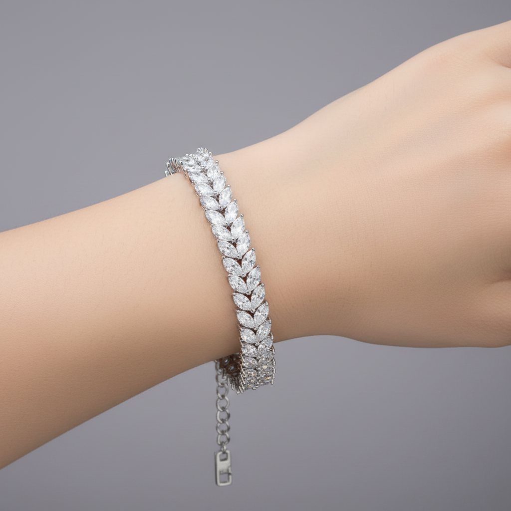 Chimes Leaf Marquise Lab Grown Diamond Tennis Bracelet