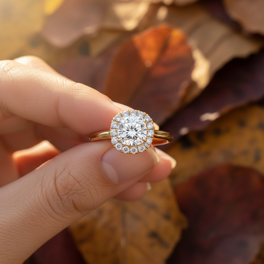 Cushion Cut Moissanite Halo Wedding Ring