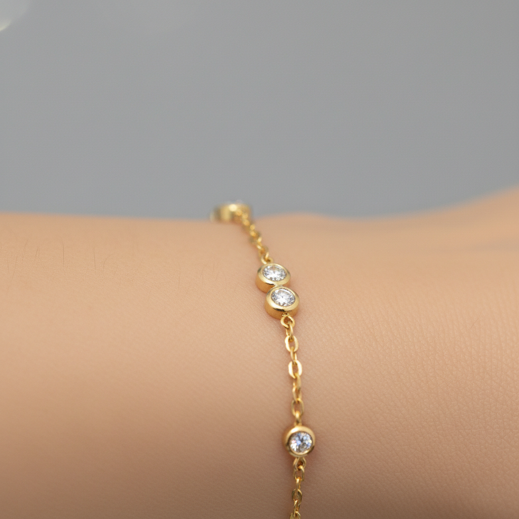 Classic Bezel Round Cut Moissanite Diamond Bracelet