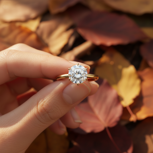 Round Moissanite Diamond 6-Prong Solitaire Wedding Ring