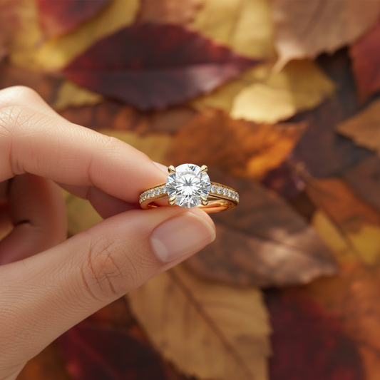 Round Moissanite Diamond Channel Set Bridal Ring