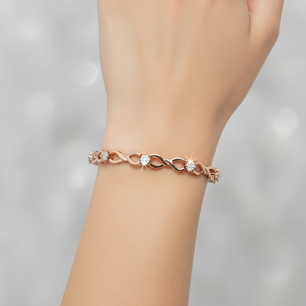 Modern Infinity Round Cut Moissanite Diamond Bracelet