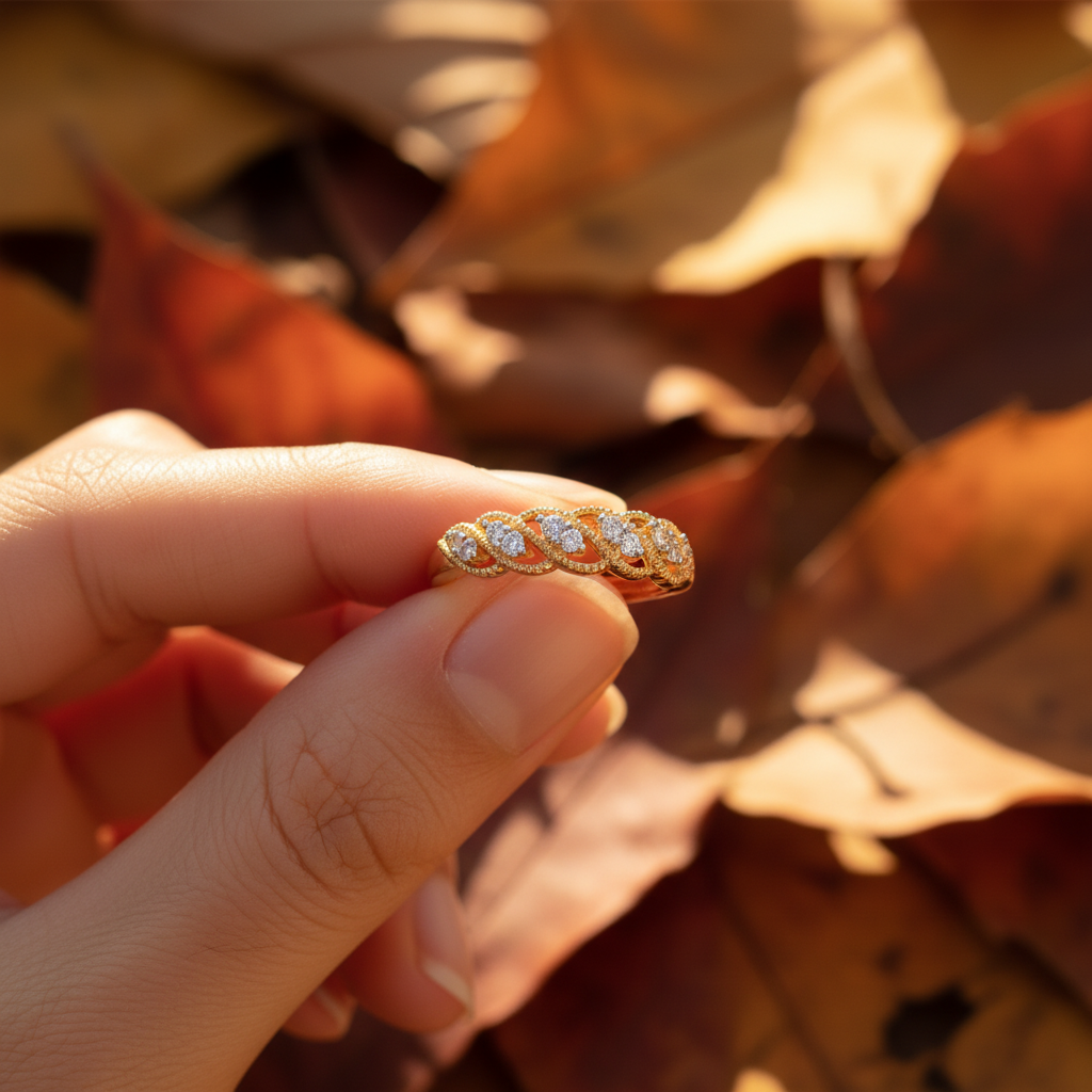 Round Cut Moissanite Diamond Keeya Band Wedding Ring