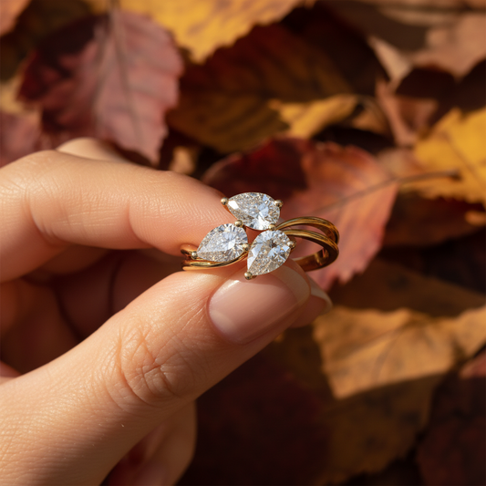 Pear Cut Lab Grown Diamond Crystal Flow Engagement Ring (Copy)