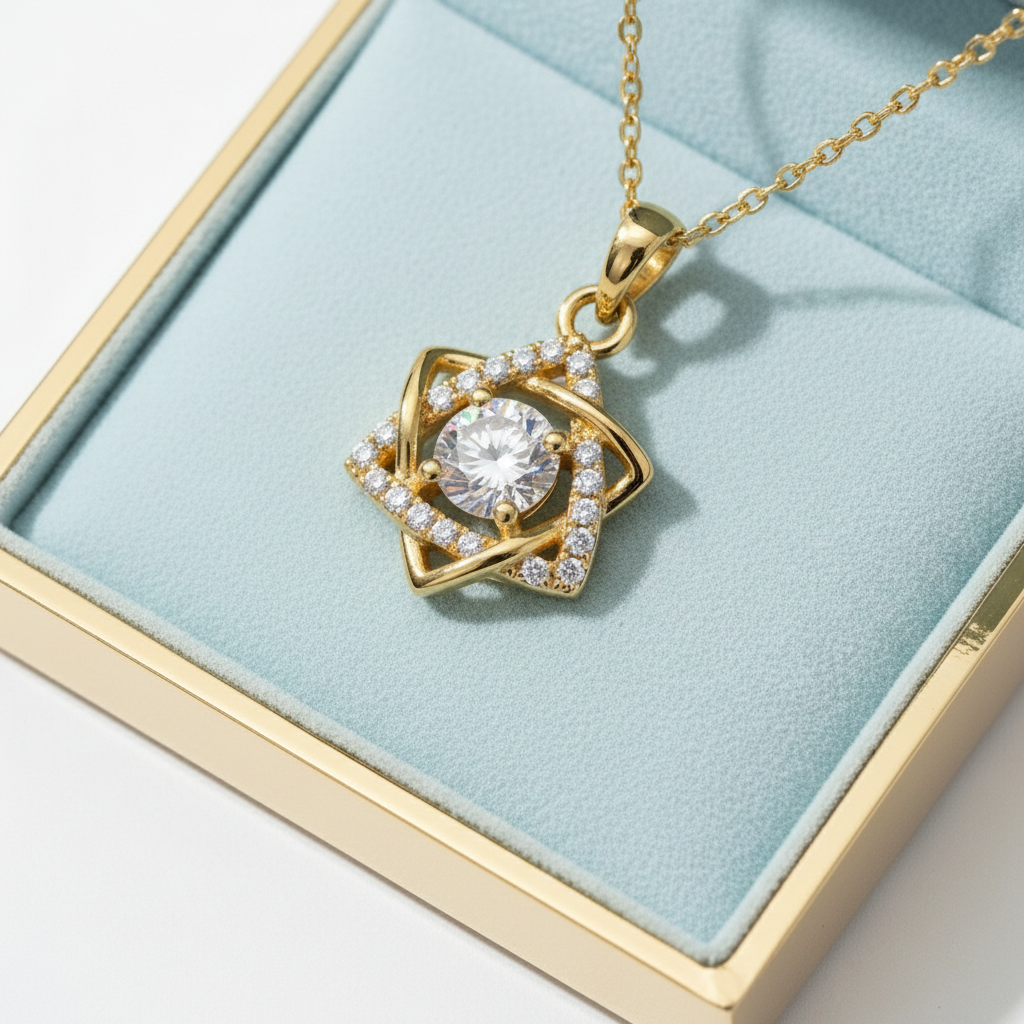 TriAura Halo Round Cut Moissanite Diamond Pendant