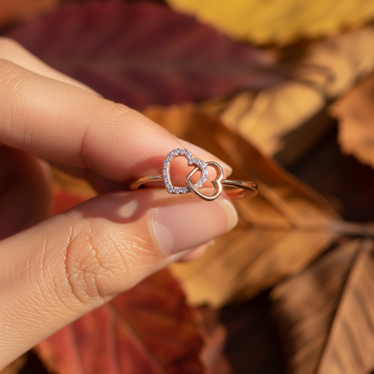 Round Cut Moissanite Twin Heart Bridal Ring (Copy)