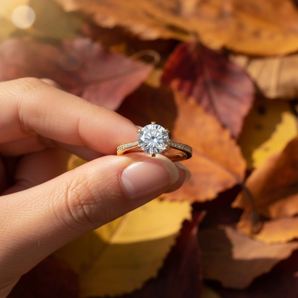 Six-Prong Round Moissanite French Pave Channel Setting engagement rings