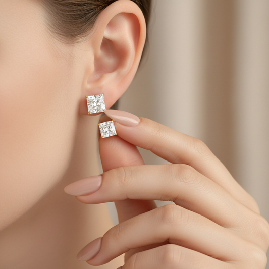 Signature Princess Cut Lab Grown Diamond Claw Prong Studs