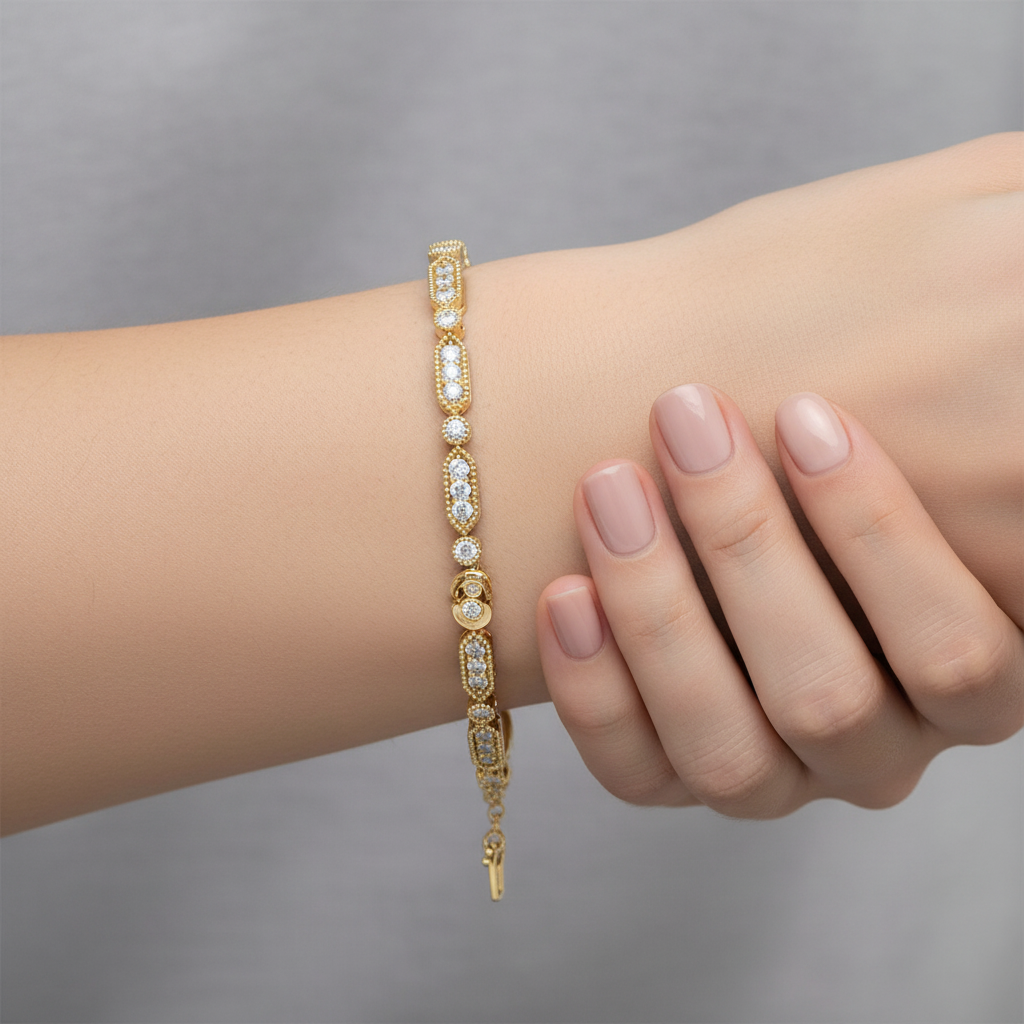 Round Cut Moissanite Diamond Pave Tennis Bracelet