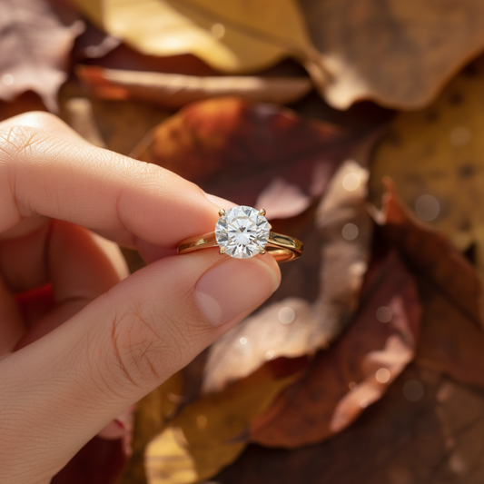 1CT round-cut moissanite Diamond engagement ring