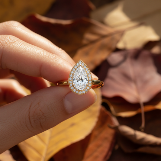 Pear Cut Moissanite Channel Setting Wedding Ring (Copy)