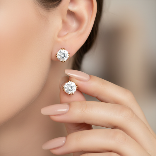 Round Cut Solitaire Open Gallery Lab Grown Diamond Stud