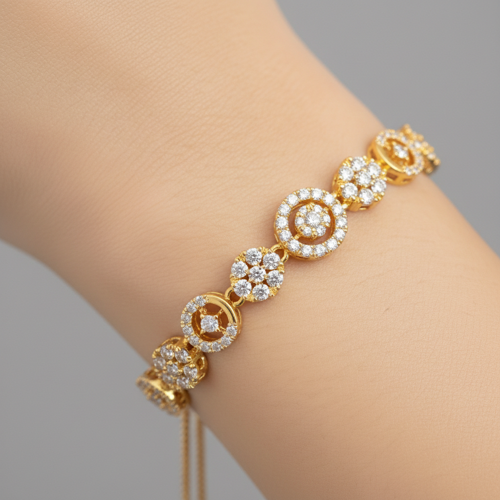 Classic Moissanite Diamond Gold Slider Bracelet
