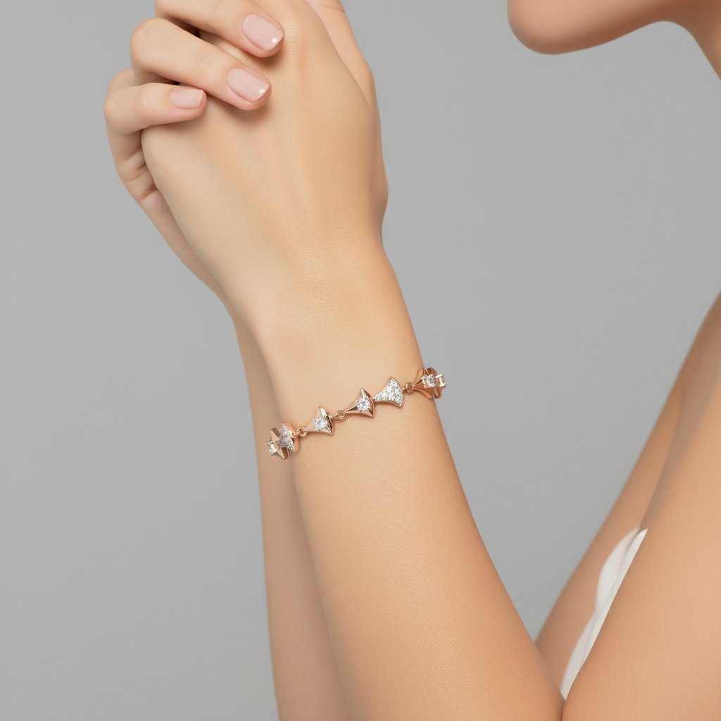 Elegant Bow Motif Moissanite Diamond Bracelet