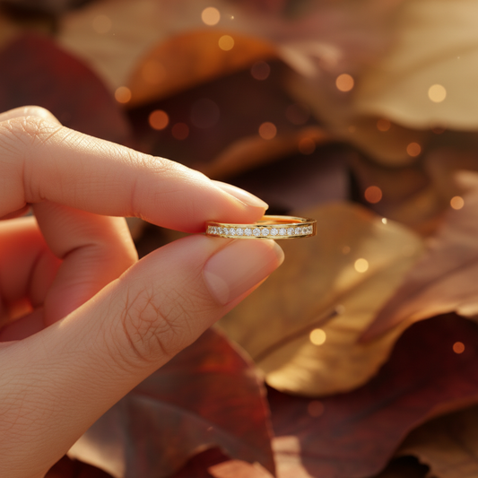 Yellow Gold Round Moissanite Channel Set Wedding Band