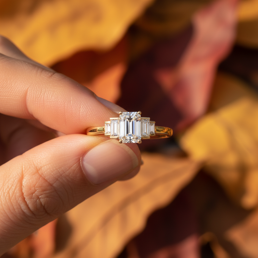 Emerald Cut Lab Grown Diamond Five-Stone Bridal Ring