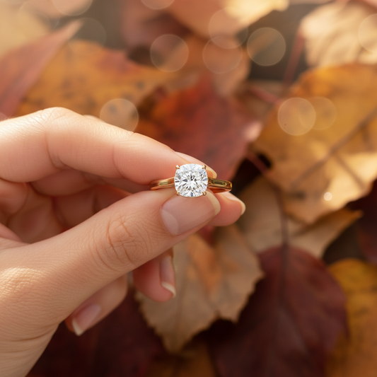 1.00 CT VVS Cushion Cut Moissanite 4-Prong Bridal Ring