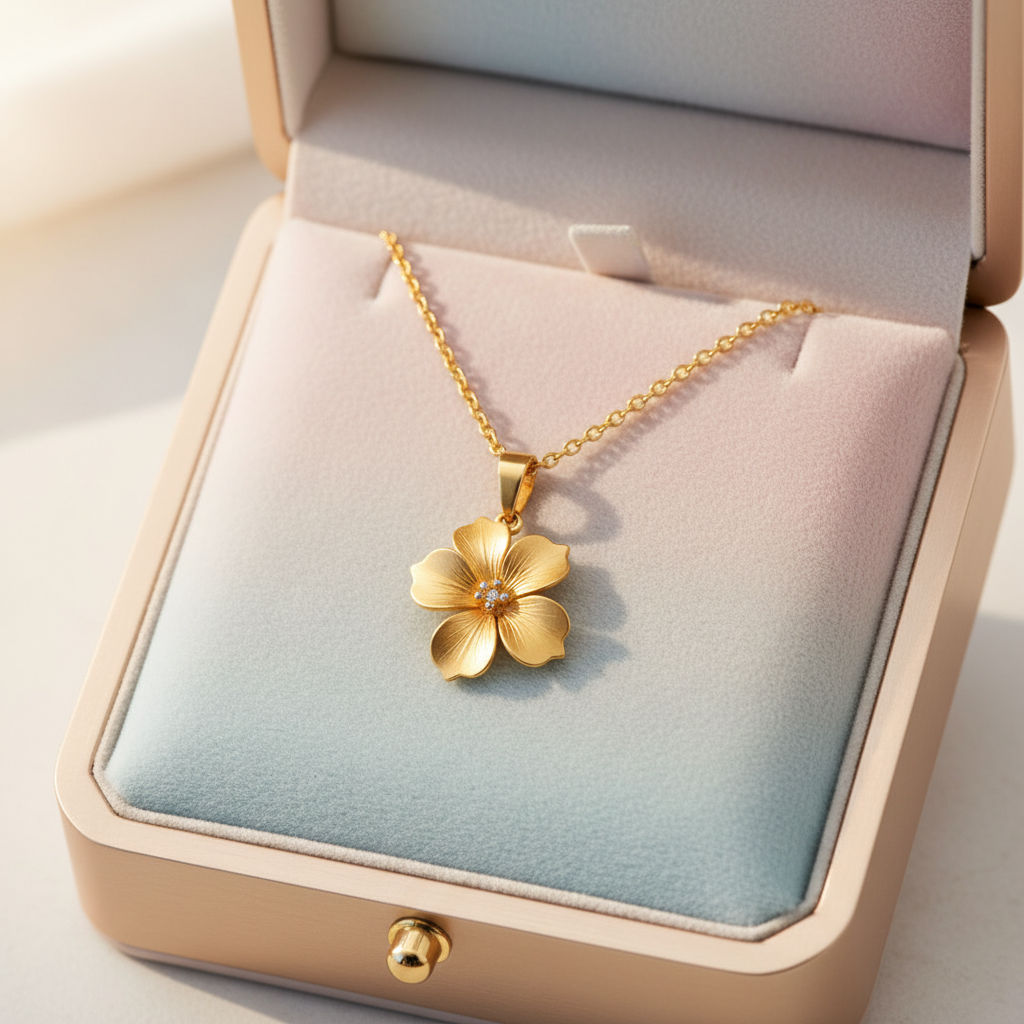 Golden Bloom Moissanite Diamond Flower Pendant