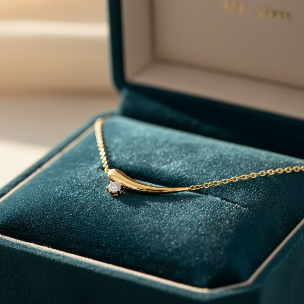 Sculpted Curve Lab Grown Diamond Pendant in Yellow Gold